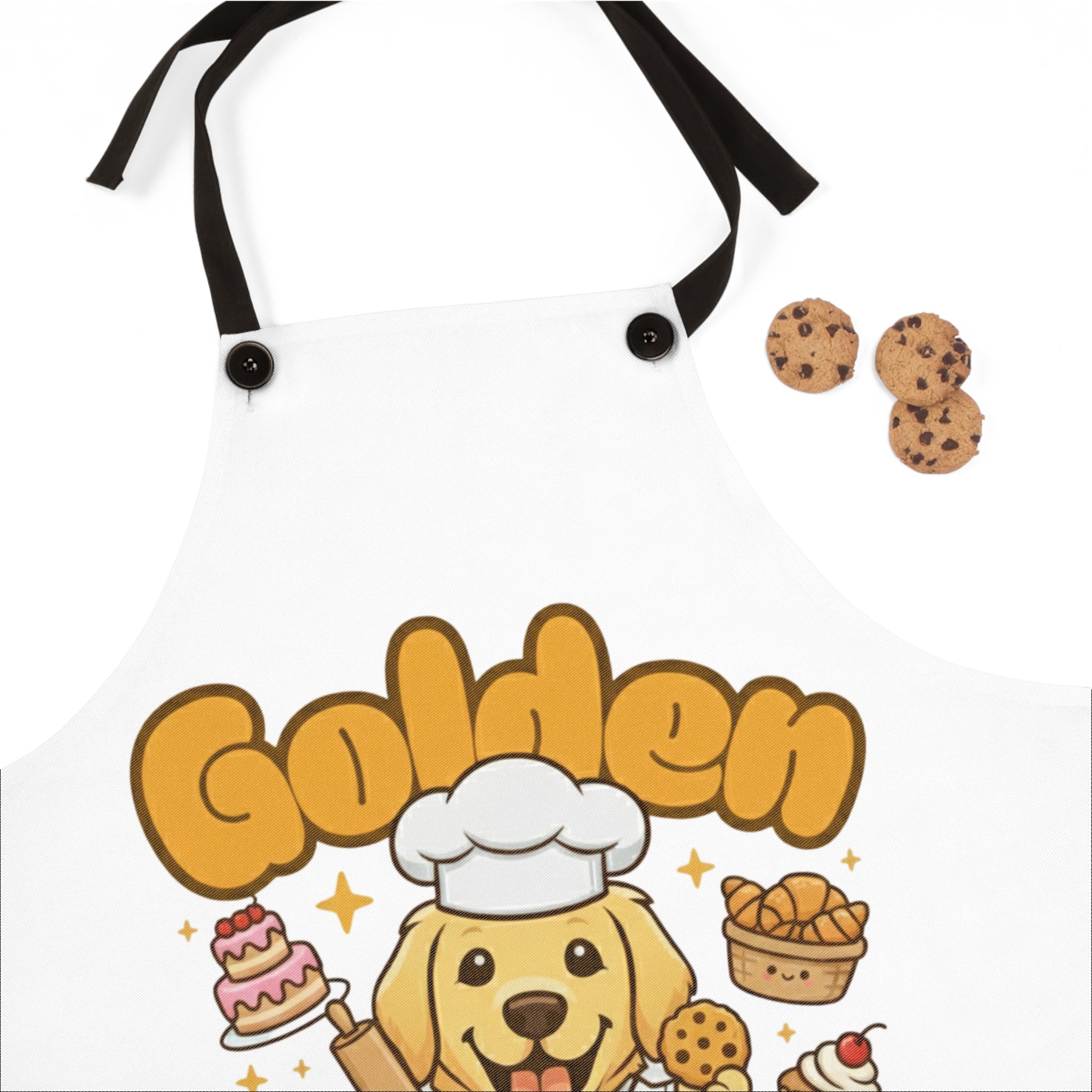 Golden Floof™ Chef Apron – Cute Golden Retriever Baking Apron for Dog Lovers & Kitchen Fun - White