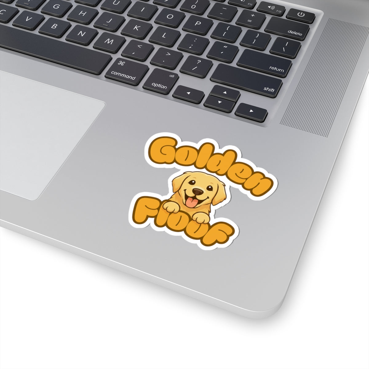 Golden Floof Classic Pup Kiss Cut Sticker – Cute Golden Retriever Logo Sticker