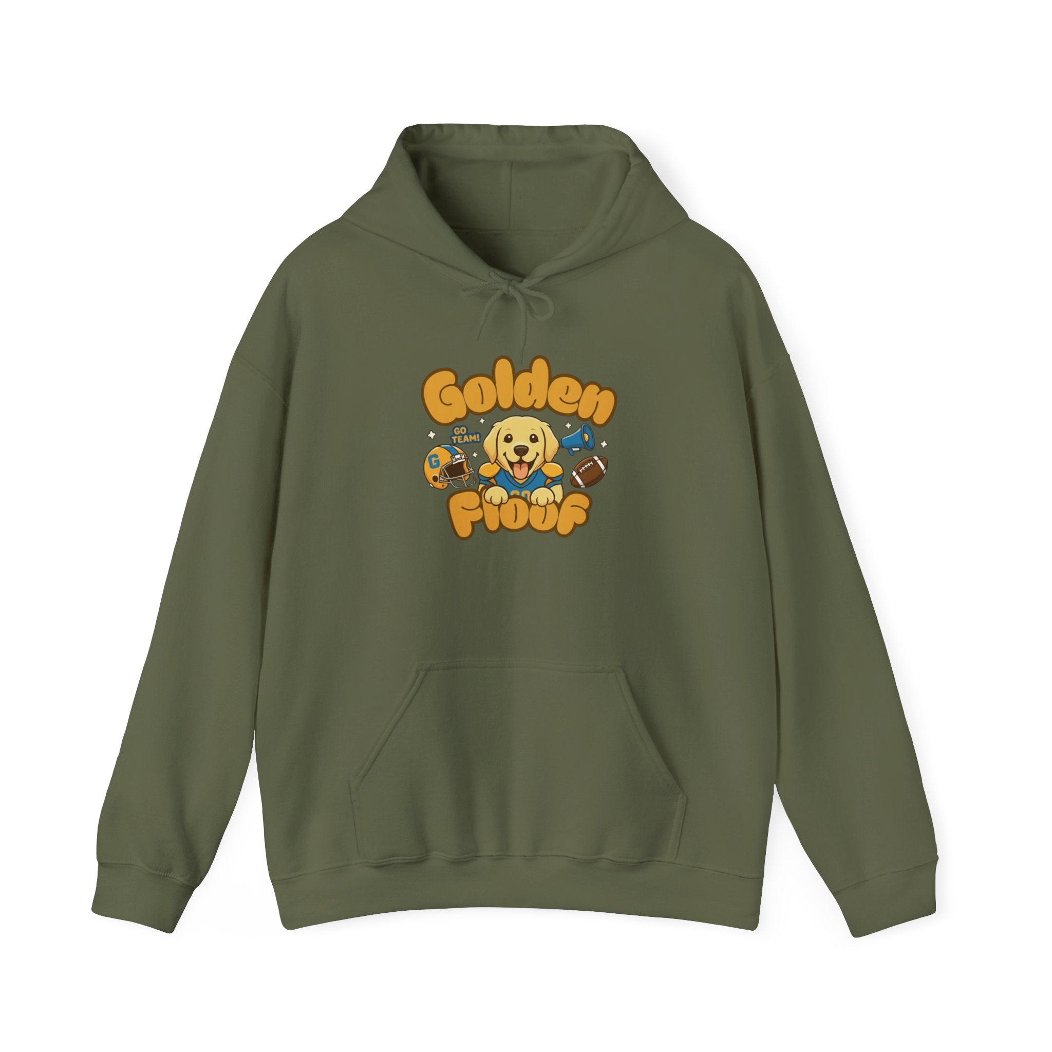 Golden Floof™ Football Hoodie – Cute Golden Retriever Game Day Sweatshirt for Dog Lovers