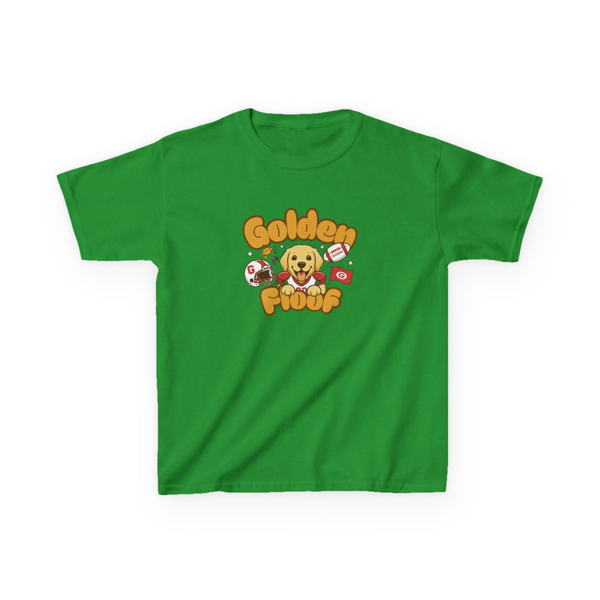 Golden Floof™ Kids Football T-Shirt – Cute Game Day Golden Retriever Tee for Children