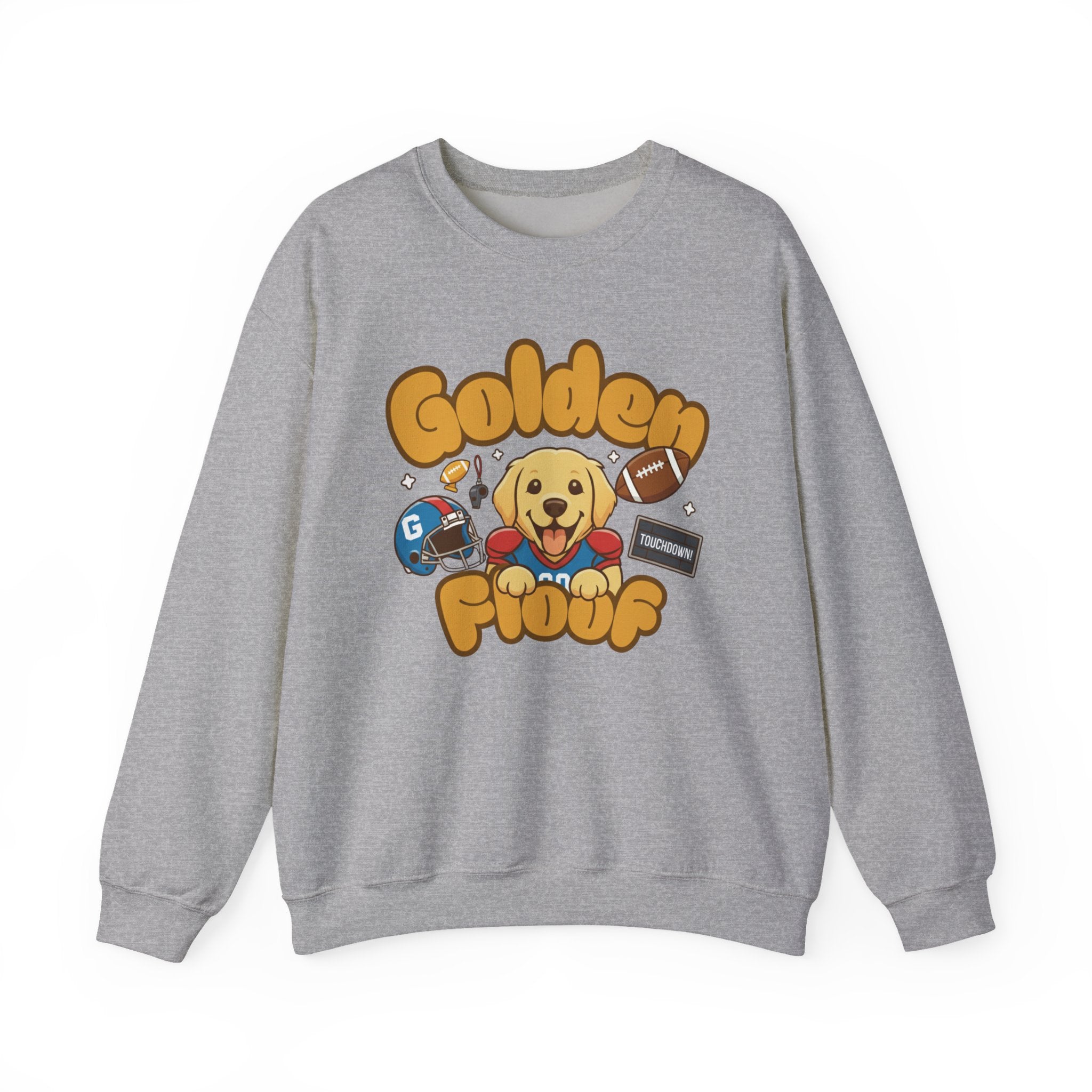 Golden Floof Football Crewneck Sweatshirt – Cozy Game Day Dog Lover Pullover