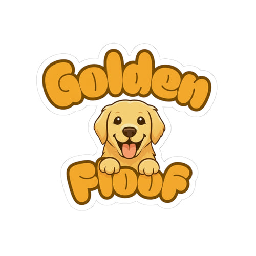 Golden Floof Classic Pup Kiss Cut Sticker – Cute Golden Retriever Logo Sticker