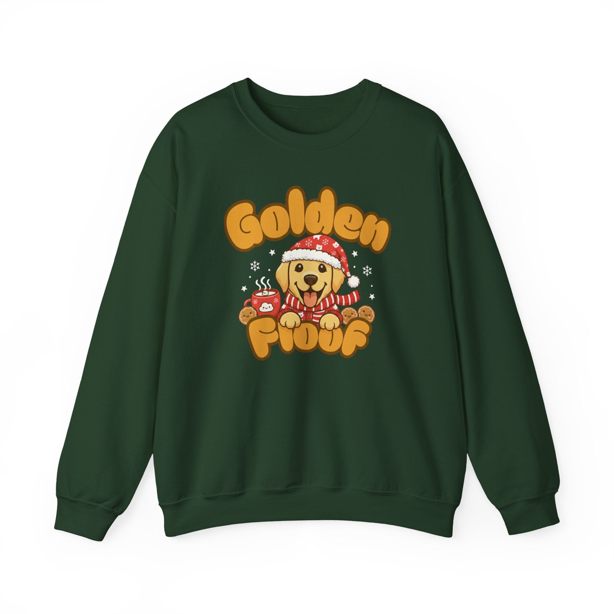 Golden Floof™ Winter Sweatshirt – Cute Cookies and Cocoa Golden Retriever Crewneck for Dog Lovers