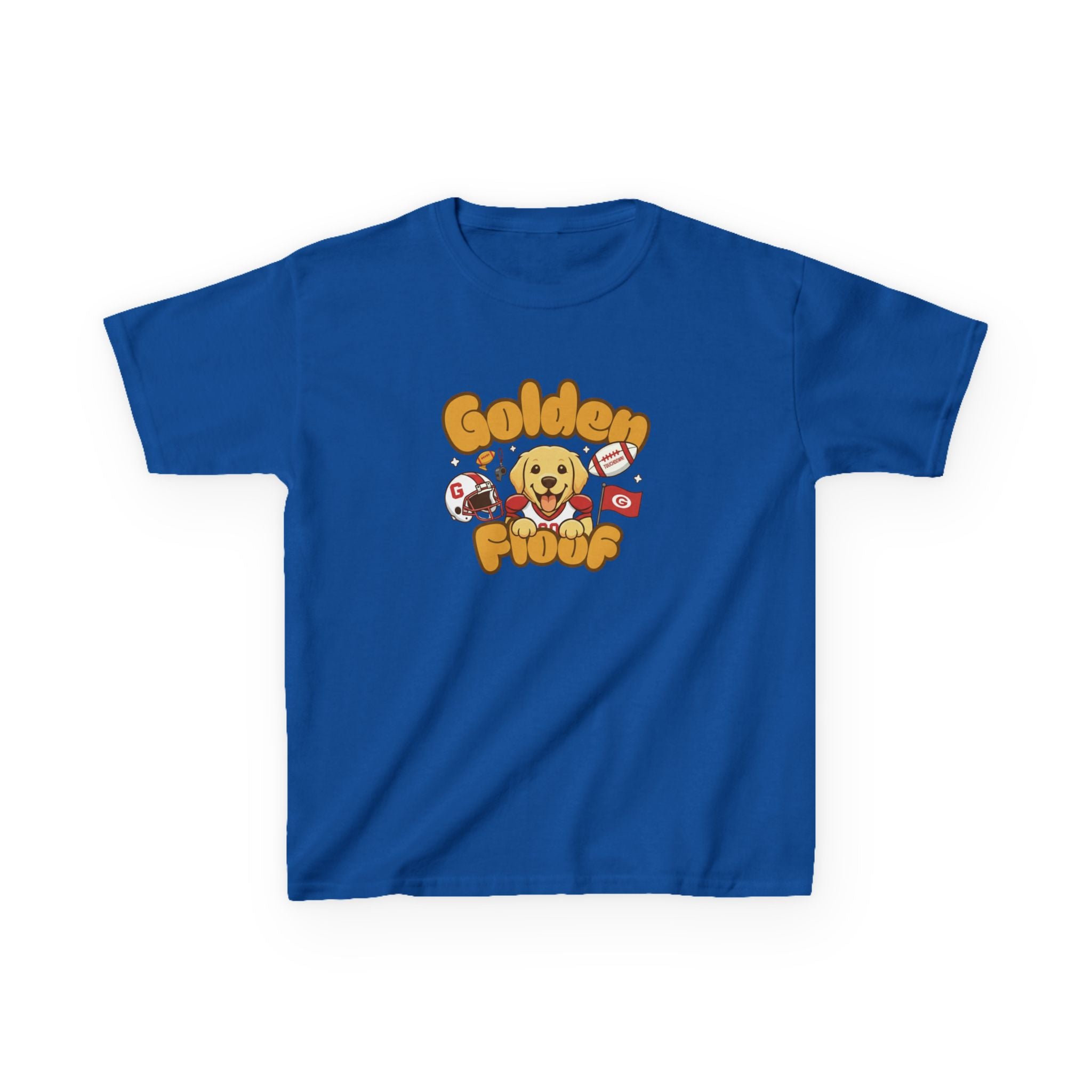 Golden Floof™ Kids Football T-Shirt – Cute Game Day Golden Retriever Tee for Children