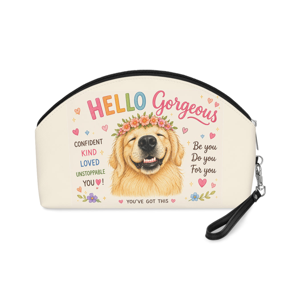 Hello Gorgeous Golden Retriever Makeup Bag