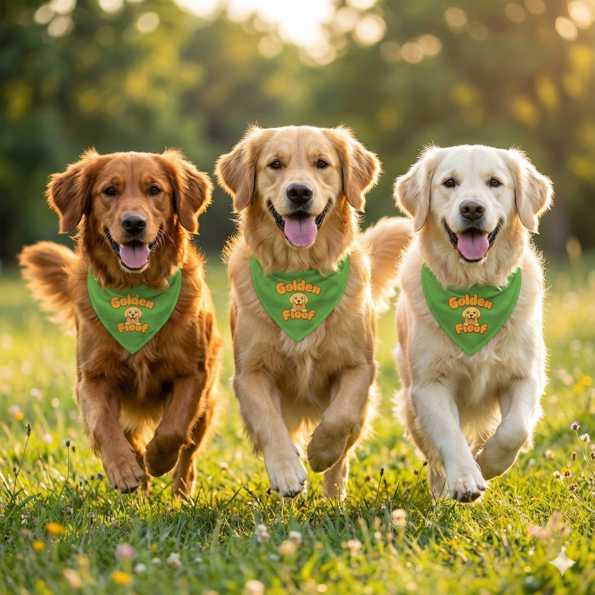 Golden Floof™ Dog Bandana Collar – Adjustable Pet Bandana with Cute Golden Retriever Logo
