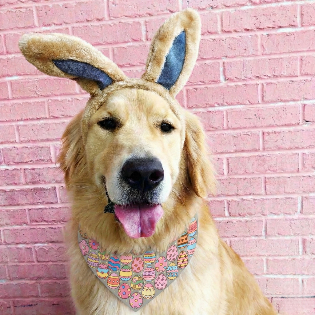 Easter Egg Hunt Dog Pastel Bandana with Adjustable Collar
