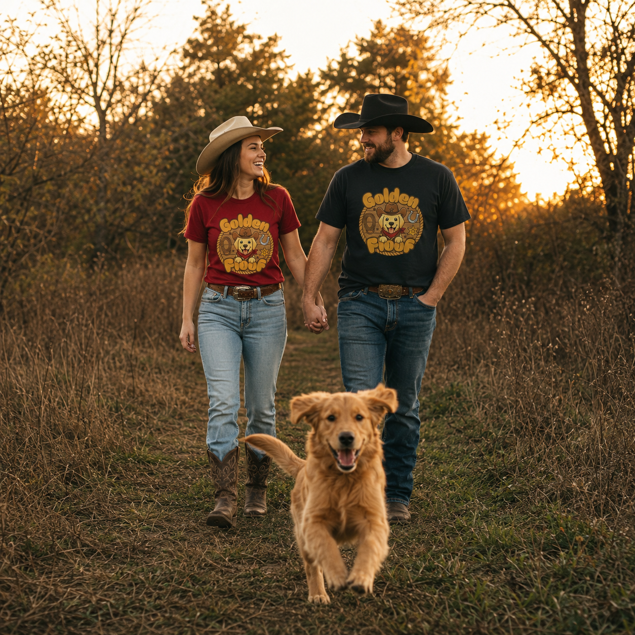 Golden Floof Cowboy Pup Unisex T-Shirt – Western Dog Lover Graphic Shirt