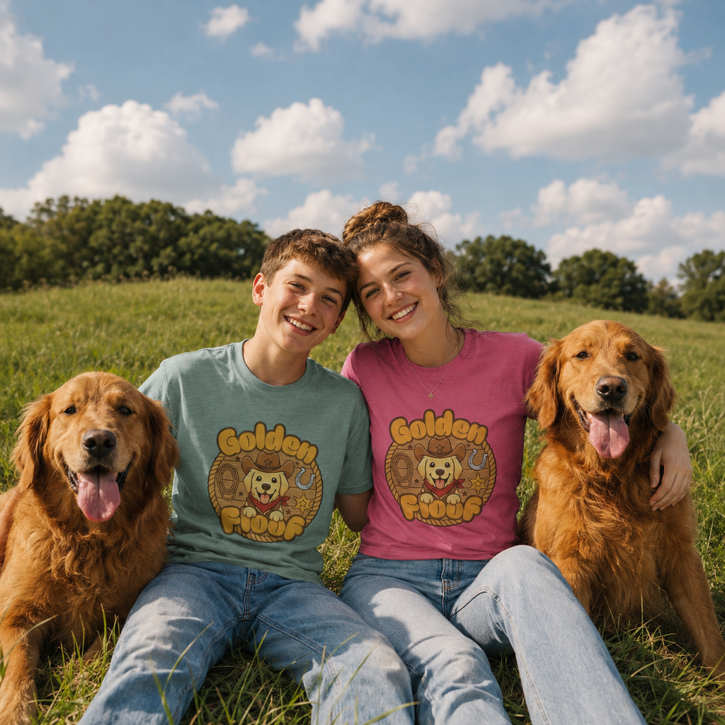 Golden Floof Cowboy Pup Unisex T-Shirt – Western Dog Lover Graphic Shirt