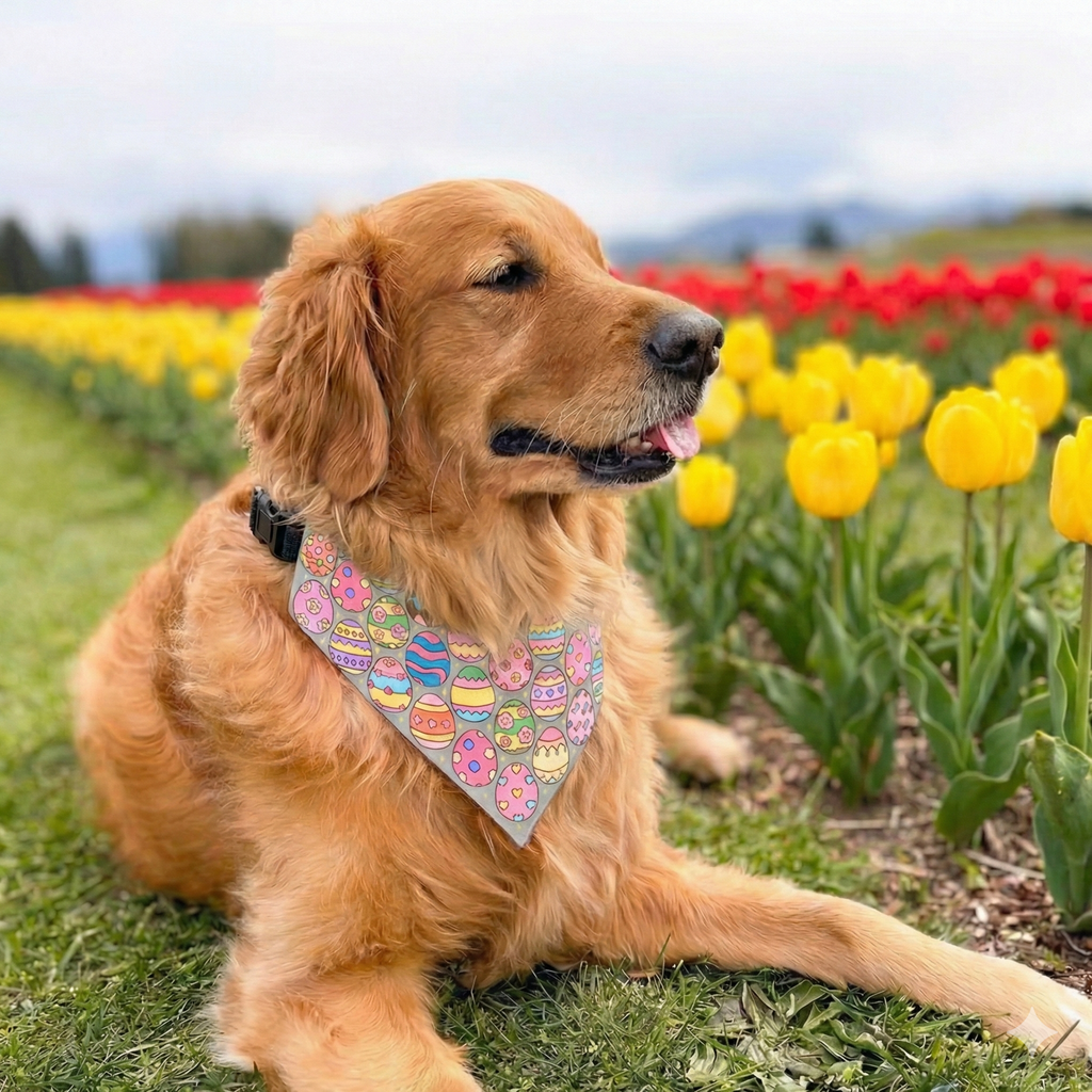 Easter Egg Hunt Dog Pastel Bandana with Adjustable Collar